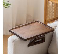 GJHGNFRDK Bandeja Plegable para sofá, Reposabrazos Plegable de bambú for sofá, Bandeja con Clip, Multicolor, 33x24cm(Brown)