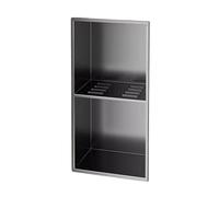 GJHGNFRDK Pared de nicho de ducha inoxidable rebajada, Nicho de pared ducha acero inoxidable 304 empotrado, no se necesitan azulejos, sala estar negra 2-3 niveles(2-Tier)