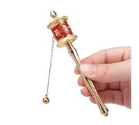 GJHGNFRDK Rueda de oración de Mango de Madera, Rueda de oración Mano Cobre con tamaños múltiples Multicolores la Voluta del Mantra(Red,12 * 2.8 * 2.4cm)