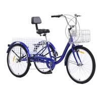 GJHGNFRDK Triciclo de Carga Ajustable, 7 velocidades Ajustables Triciclo Adulto del Cargo de 24 Pulgadas con Las cestas desprendibles multicoloras