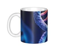 GJHKSSVB Taza de café de 325 ml con asa, novedosa taza de té de cerámica con hélice genética ADN para hombres y mujeres, trabajo de oficina