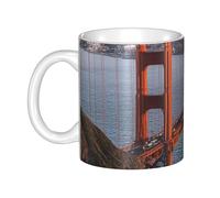 GJHKSSVB Taza de café de 325 ml con asa, novedosa taza de té de San Francisco Golden Gate Bridge taza de café de cerámica para hombres y mujeres, trabajo de oficina
