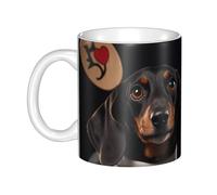 GJHKSSVB Taza de café de 325 ml con asa, taza de té novedosa con texto en inglés "I Love My Dog" Dachshunds taza de café de cerámica para hombres y mujeres, trabajo de oficina