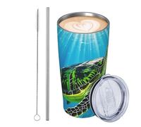 GJHKSSVB Turtle Swimming In The Sea - Vaso de viaje de acero inoxidable aislado de 20 onzas, taza de café de viaje a prueba de fugas con tapa y pajita, botella de agua, vasos para bebidas, regalos