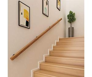 GJIF Pasamanos De Escaleras, Pasamanos De 30-400 Cm, Pasamanos De Escalera Antideslizante De Madera Maciza, Loft Interior De La Casa contra La Pared Pasamanos De Ancianos(Size:170cm)