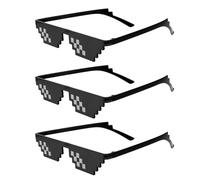 Gjinxi 3 pares de lentes de sol Thug Life, lentes de sol de píxeles negros, gafas de sol negras Thug Life, gafas de sol unisex divertidas para decoración de vacaciones, accesorios de fotos, fiesta