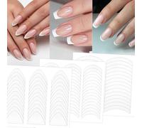 Gjinxi 36 hojas de pegatinas de uñas francesas autoadhesivas en forma de V en forma de luna, pegatinas de uñas para arte de uñas, guía de puntas francesas, herramientas auxiliares para decoración de