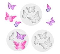 Gjinxi Moldes de silicona para chocolate, 3 moldes de arcilla polimérica para postres de decoración de galletas de caramelo, mini molde de mantequilla de fondant de mariposa para bricolaje, molde de