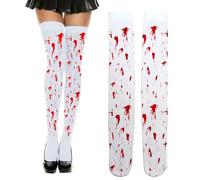 GJKLO Calcetines de Sangre de Halloween, Medias de Mujer Manchadas de Sangre, Medias Sangrientas, Adecuado para Fiestas, Cosplay, Disfraces De Vacaciones