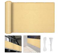 GJMSSMY Cubierta para barandilla de balcón Resistente a los Rayos UV, 100 x 180 cm, Impermeable, para jardín y Piscina, Color Amarillo Arena, Pantalla de privacidad para Exteriores, Resist