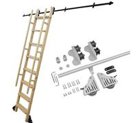 GJMSSMY Kit de herrajes para Escalera con Ruedas, Escalera telescópica de Biblioteca con riel Deslizante y Ruedas de Piso, Multiusos para escaleras de desván/estantería, Acero metálico (si