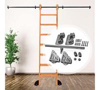 GJMSSMY Kit de herrajes para Puertas corredizas de Granero, riel rodante de 20 pies para Biblioteca de escaleras, instalación Completa (no Incluye Escalera), decoración de