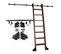 GJMSSMY Kit de herrajes para Puertas corredizas de Granero. Sistema de rieles de Acero al Carbono de Alta Resistencia. Kit de Rodillos de Tubo Redondo para escaleras de Biblioteca. Longitu