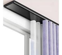 GJMSSMY Riel de Cortina Doble de Aluminio de Alta Resistencia de 2 vías para Montaje en Techo, Ideal para separadores de Habitaciones de Hotel y Hospital, Funcionamiento silencioso, Color Negro, 3,4