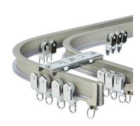 GJMSSMY Riel Flexible Doble para Cortinas, riel silencioso de 2 Capas para Cortinas de Ducha y Separador de ambientes, 2,4 m (Champagne) - Diseño de fácil instalación