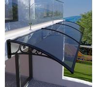 GJMSSMY Toldo Curvo para Puertas y Ventanas, Cubierta de policarbonato, Refugio acústico para Uso Exterior, Resistente a la Lluvia y la Nieve, Incluye Soportes Negros (80x100cm)
