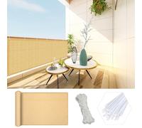 GJMSSMY Toldo de Sombra de 65x550 cm - Pantalla de protección Solar para balcón, Patio, terraza, fácil instalación, Color Crema, Valla de privacidad para Exteriores, Tela de Sombra
