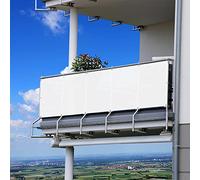 GJMSSMY Toldo para balcón Exterior de 115x750 cm, Impermeable, con protección UV del 85%, Incluye 1 Cuerda de 5 m de Regalo para balcón, Patio o jardín - Blanco