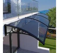 GJMSSMY Toldo para Ventana Exterior - 99,99% de protección UV, Resistente a Impactos, policarbonato sólido, Techo silencioso para Puerta Principal, Negro, 100 x 150 cm - Solución de Sombra Duradera
