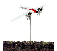 GjnjfdF Avión veleta, avión, espiral de viento, decoración de objetos voladores, escultura de metal para jardín, decoración para patio, césped, decoración al aire libre