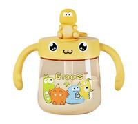 GjnjfdF Botella de agua para la escuela, taza de agua para niños pequeños dinosaurios - Vaso de estudiante con mango y escala 10 oz,Botella de agua de dibujos animados para taza de leche impermeable