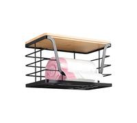GjnjfdF Dispensador de bolsas de basura | Organizador de pared con bandeja de madera - Estante de almacenamiento apilable de pared para cocina, sala de estar, inodoro, balcón, baño, comedor
