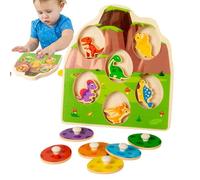 GjnjfdF Juego de asociación de dinosaurios de madera, rompecabezas de madera de huevo de dinosaurio, juguetes de dinosaurios surtidos con colores de madera - juguete de dinosaurio de clasificación y