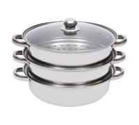 GjnjfdF Olla de Vapor para Cocinar | 3 Plantas Apilables Con Tapa De Vidrio | Acero Inoxidable Cocido al Vapor para Cocina - Para Reunión Familiar Preparación De Comidas Alimentación Saludable