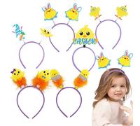 GjnjfdF Tiras de Pascua para mujer, diadema de Pascua linda | Conejo de Pascua Pollo Lindo Diadema Accesorios para el Cabello | 6X aros para el Cabello Tapas de Fiesta Decoraciones