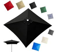 GJPXFR 2.5x2.5m 3x3.0m Toldo De Recambio De Sombrilla Cuadrada, 4/8 VarillasCubierta De Repuesto Para Sombrilla Para Jardín, Grandes Tela Parasol Para Mercado(Black,2.7x2.7m/8.8x8.8ft)