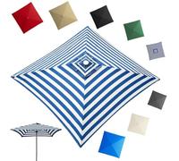 GJPXFR 2.5x2.5m 3x3.0m Toldo De Recambio De Sombrilla Cuadrada, 4/8 VarillasCubierta De Repuesto Para Sombrilla Para Jardín, Grandes Tela Parasol Para Mercado(Striped,2.7x2.7m/8.8x8.8ft)