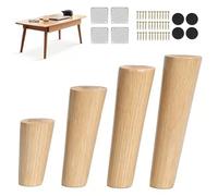 GJPXFR 4 Patas De Muebles De Madera Maciza 15cm 30cm 40cm Pata De Repuesto para Sofá, Banco, Mesa De Centro, Pata para Mesas con Tornillos, Placa De Montaje(Wood,20cm/8in)