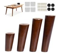 GJPXFR 4 Patas De Muebles De Madera Maciza 15cm 30cm 40cm Pata De Repuesto para Sofá, Banco, Mesa De Centro, Pata para Mesas con Tornillos, Placa De Montaje(Walnut,25cm/10in)