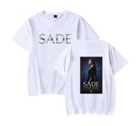 GJRJS Cantante Sade-Tour-2026 Camiseta Estampada de Moda Casual,Blanca,L
