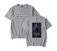 GJRJS Cantante Sade-Tour-2026 Camiseta Estampada de Moda Casual,Gris,XXS