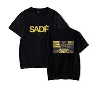 GJRJS Cantante Sade-Tour-2026 Camiseta Estampada de Moda Casual,Negro,S
