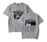 GJRJS Jesse Welles Fear is The Mind Killer Tour Camiseta Estampada de Moda Casual,Gris,M