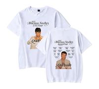 GJRJS Quevedo Buenas Noches Tour 2025 Camiseta Estampada de Moda Casual,Blanca,M