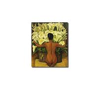 GJRYHXT Cuadro de Diego Rivera: Mujer con alcatraces. Reproducción de obras de arte famosas en lienzo. Cuadro decorativo para salón 60x70cm Solo lienzo