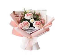 gjulrfu Ramo de Flores Artificiales de Ganchillo Hechas a Mano, Acabado Tejido a Mano, Plantas sintéticas, decoración de Mesa para el hogar, Boda, Fiesta, Oficina, Gran Regalo para Mujeres (algodón)