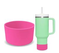 GJV Protector de silicona mejorado para vaso Stanley Quencher Adventure de 1,134.0 g, 850.5 g, 567.0 g, 850.5 g, 850.5 g, funda inferior para botella de agua, accesorios para taza Stanley (rojo rosa,