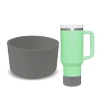 GJV Protector de silicona mejorado para vaso Stanley Quencher Adventure de 40 onzas, 30 onzas, 20 onzas, 30 onzas, 30 onzas, accesorios de cubierta inferior para botella de agua (gris oscuro, diámetro