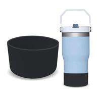 GJV Protector de silicona mejorado para vaso Stanley Quencher Adventure de 40 onzas, 30 onzas, 20 onzas, 30 onzas, 30 onzas, accesorios para funda inferior de botella de agua (negro, diámetro
