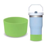 GJV Protector de silicona mejorado para vaso Stanley Quencher Adventure de 40 onzas, 30 onzas, 20 onzas, 30 onzas, 30 onzas, accesorios para funda inferior de botella de agua (verde, diámetro