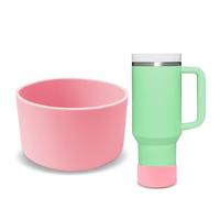 GJV Protector de silicona mejorado para vaso Stanley Quencher Adventure de 40 onzas, 30 onzas, 20 onzas, 30 onzas, 30 onzas, accesorios para funda inferior de botella de agua (rosa, diámetro exterior: