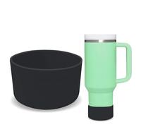 GJV Protector de silicona mejorado para vaso Stanley Quencher Adventure de 40 onzas, 30 onzas, 20 onzas, 30 onzas, 30 onzas, accesorios de funda inferior para botella de agua (negro, diámetro