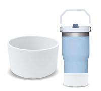 GJV Protector de silicona mejorado para vaso Stanley Quencher Adventure de 40 onzas, 30 onzas, 20 onzas, 30 onzas, 30 onzas, accesorios de funda inferior para botella de agua (blanco, diámetro
