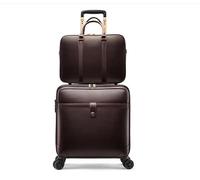 GJVBGA Juegos de 2 piezas Reise-PU-Leder-Koffer-Set, Wasserdicht, Kratzfest, PU-Leder-Gepäck, Business-Koffer-Set für Geschäftsleute, Brown, 16in