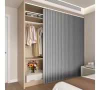 GJZQDKX Cortina autoadhesiva Deslizante para Armario, Separador de ambientes, Color Gris, Pantalla de privacidad para el hogar, Oficina, Aula, Espacio de Trabajo, estantería, 450 cm de Ancho x 240 c
