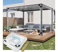 GJZQDKX Cortina de Lona Transparente Impermeable de 2,4 x 2,4 m - Pantalla Exterior Resistente a la Intemperie para pérgola, Porche, cenador o cabaña - Uso Interior con Ojales inoxidables